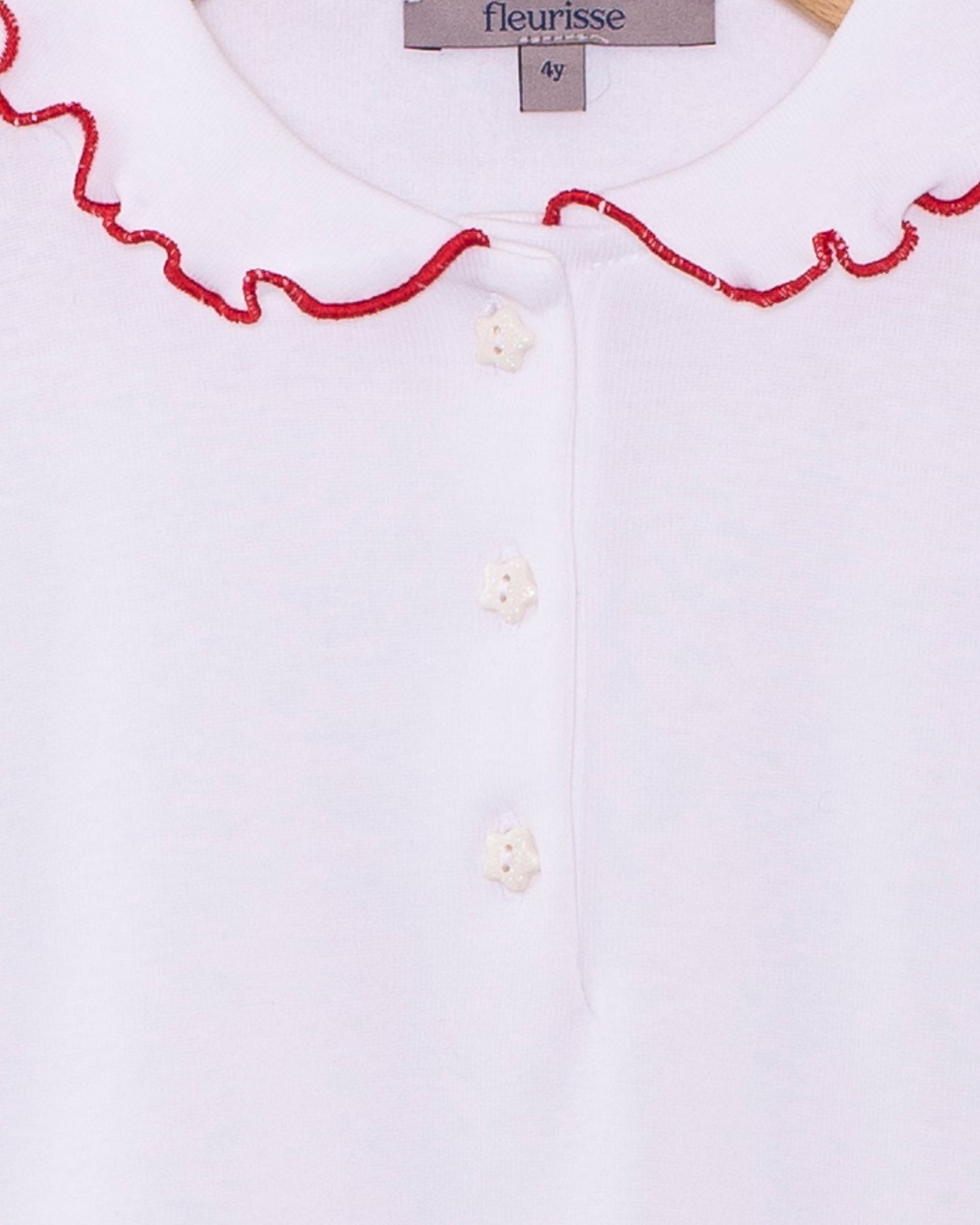 Collar Shirt Long Sleeve Italian Cotton Red Trim